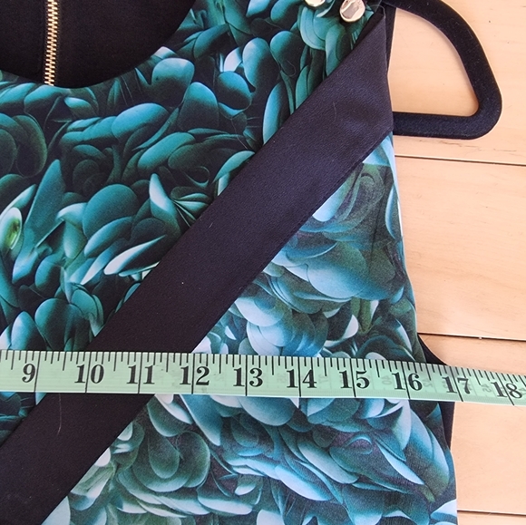 Ted Baker Draped Black Dress w/ Green Leaves - Picture 9 of 10